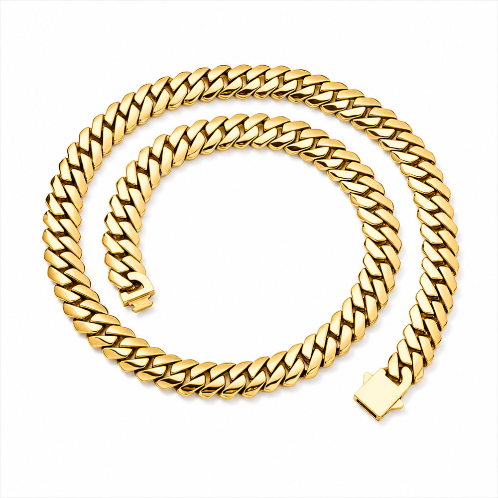 Cuban Link Chain 12Mm - สร้อยคอโซ่ลายคิวบาไมอามี สแตนเลสสตีลขัดเงาสูง ตัวล็อคสปริง สไตล์ฮิปฮอป กันน้ำ เหมาะสำหรับทั้งชายและหญิง