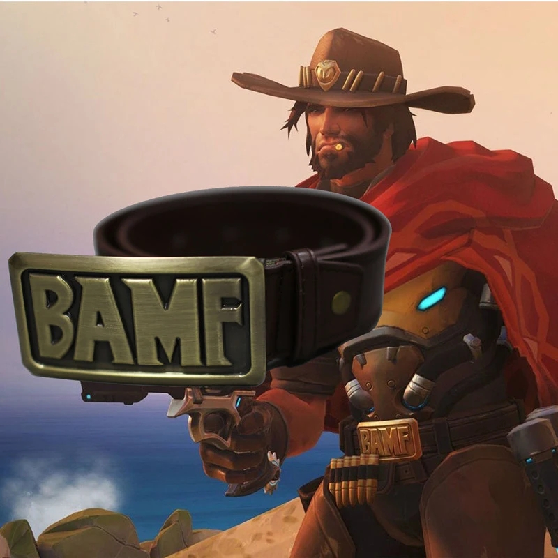 Watch Accessories - ร้อนแรง! เข็มขัดคอสเพลย์ Mccree แบบคาวบอย โลหะทองแดง พร้อมหัวเข็มขัด