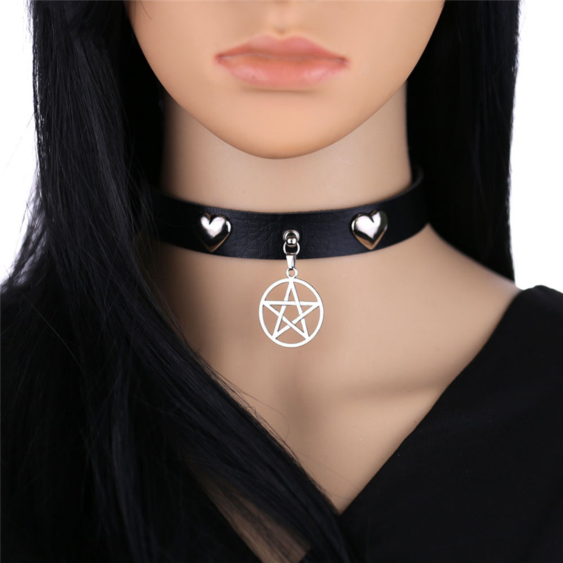 Goth Punk Spike Choker - PUNK ฮาโลวีน Emo คอสเพลย์สีดํา Goth Choker