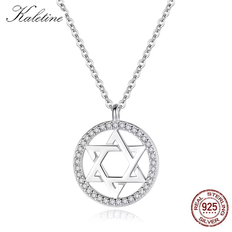 925 Sterling Silver Chain Necklace Men - KALETINEชาวยิวMagenดาวของDavid 925 สร้อยคอเงินผู้หญิงผู้ชายอิสราเอลJudaica Hebrewเครื่องประดับHanukkahจี้