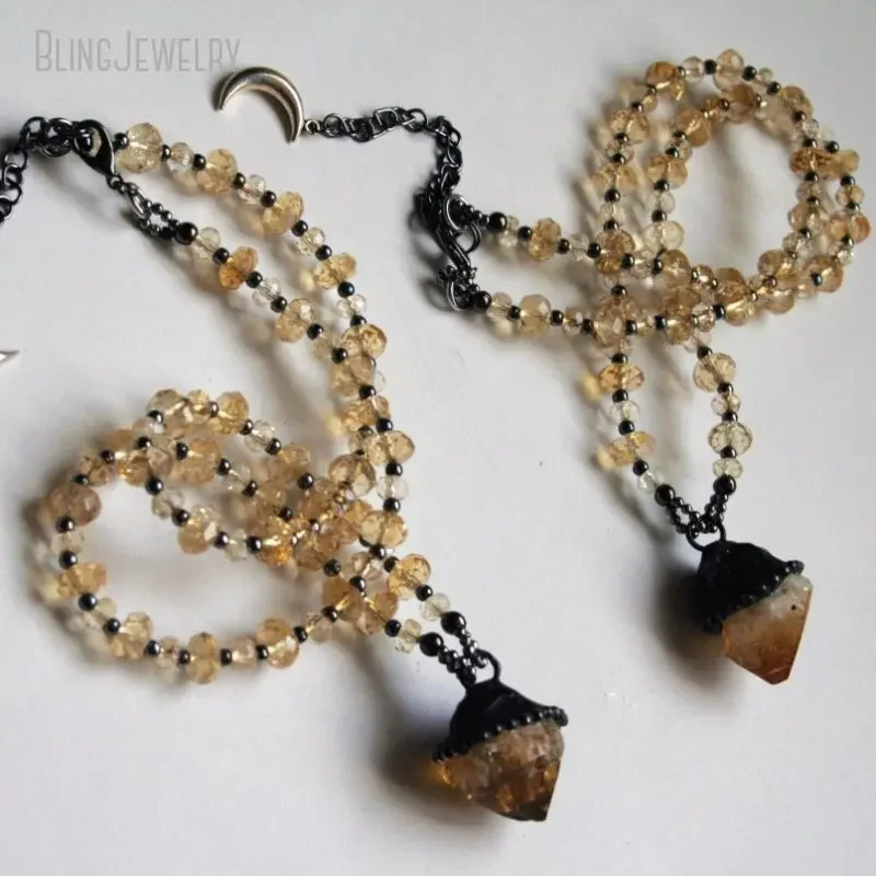 สร้อยคอโชคเกอร์ลูกปัดปลายแหลมซ - Crystal Pendant Necklace Natural Stone บทวิจารณ์และราคา