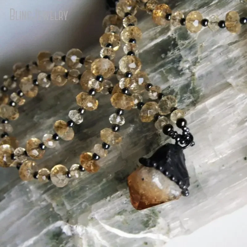 สร้อยคอโชคเกอร์ลูกปัดปลายแหลมซ - Crystal Pendant Necklace Natural Stone บทวิจารณ์และราคา
