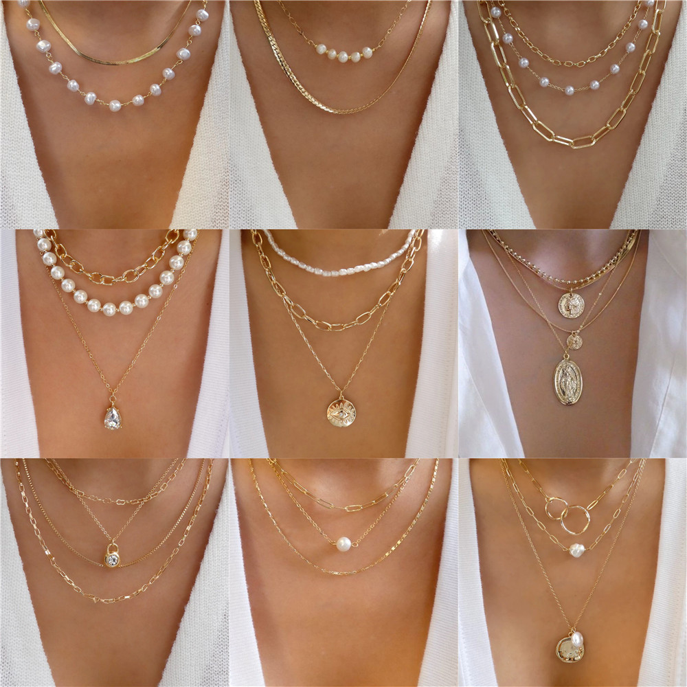 สร้อยคอคริสตัลทรงเรขาคณิตแผ่นท - Pearl Choker Necklace Vintage บทวิจารณ์และราคา