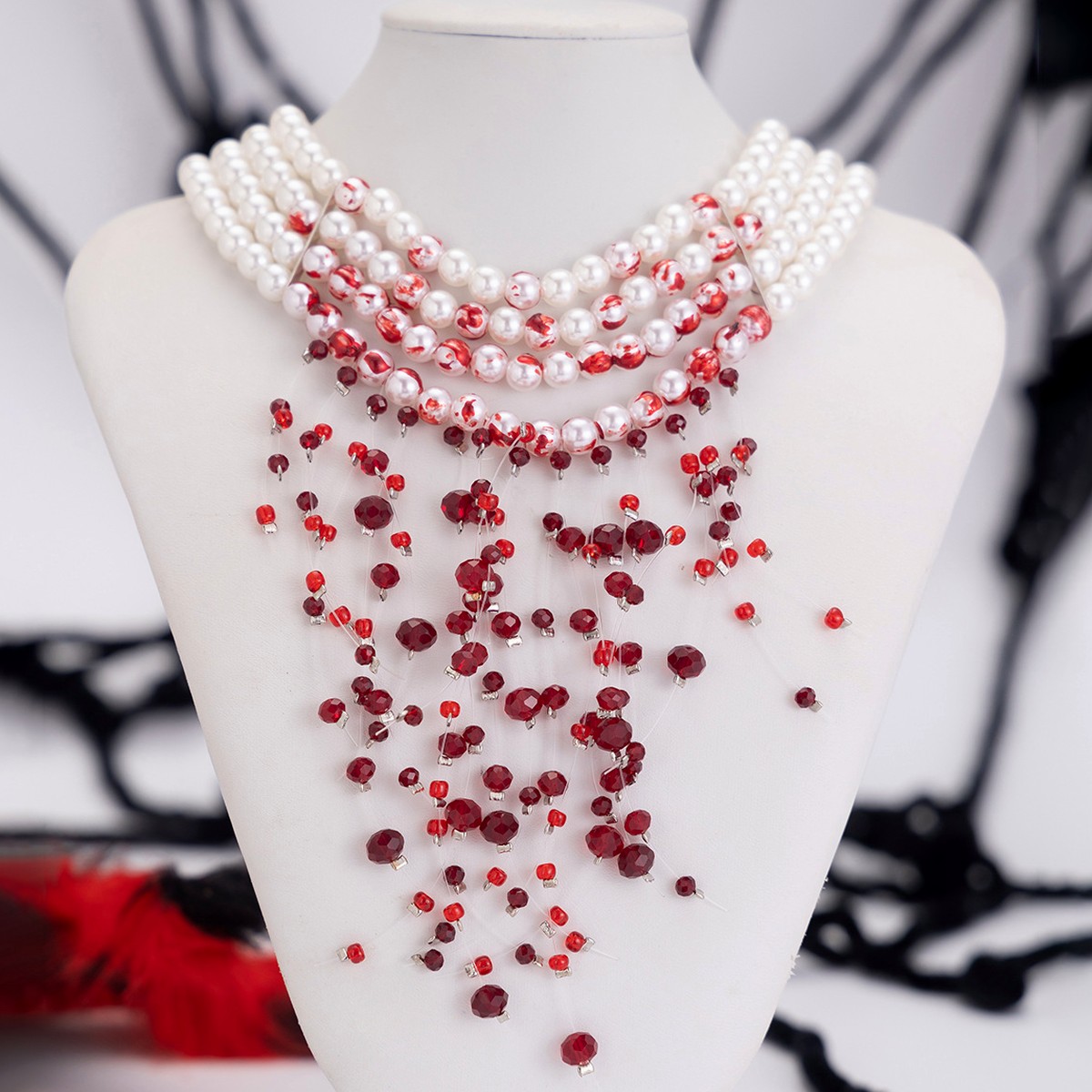 สร้อยคอโชคเกอร์คริสตัลมุกเทียม - Pearl Choker Necklace Vintage บทวิจารณ์และราคา