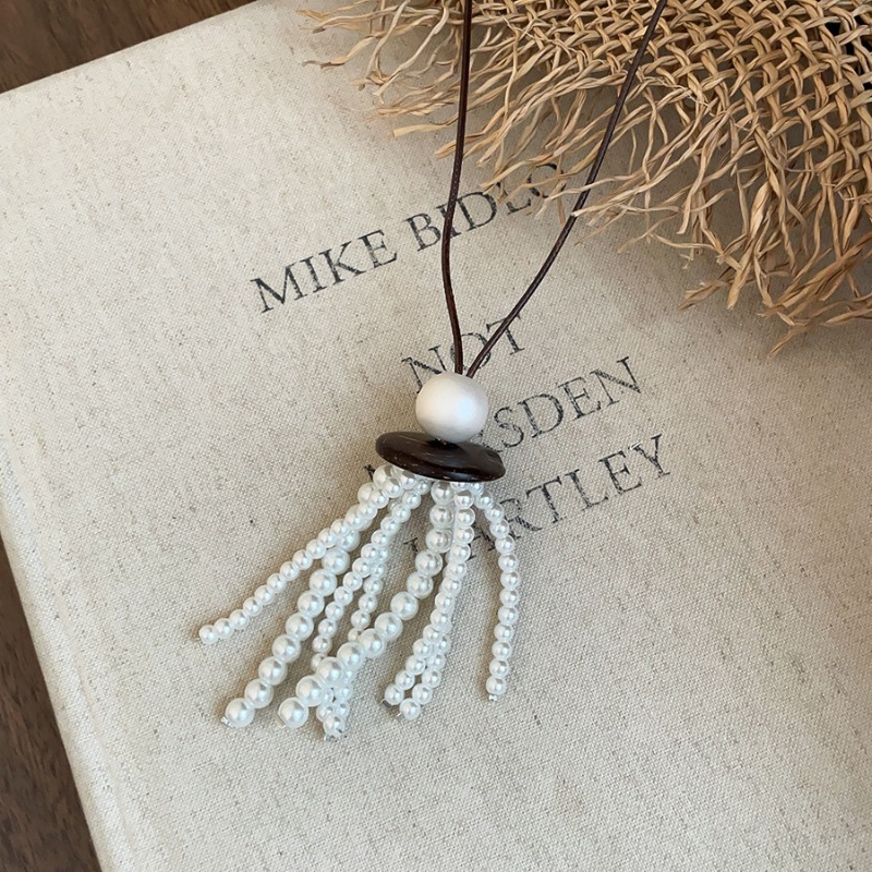 สร้อยคอจี้พู่หินธรรมชาติสไตล์เ - Pearl Choker Necklace Vintage บทวิจารณ์และราคา