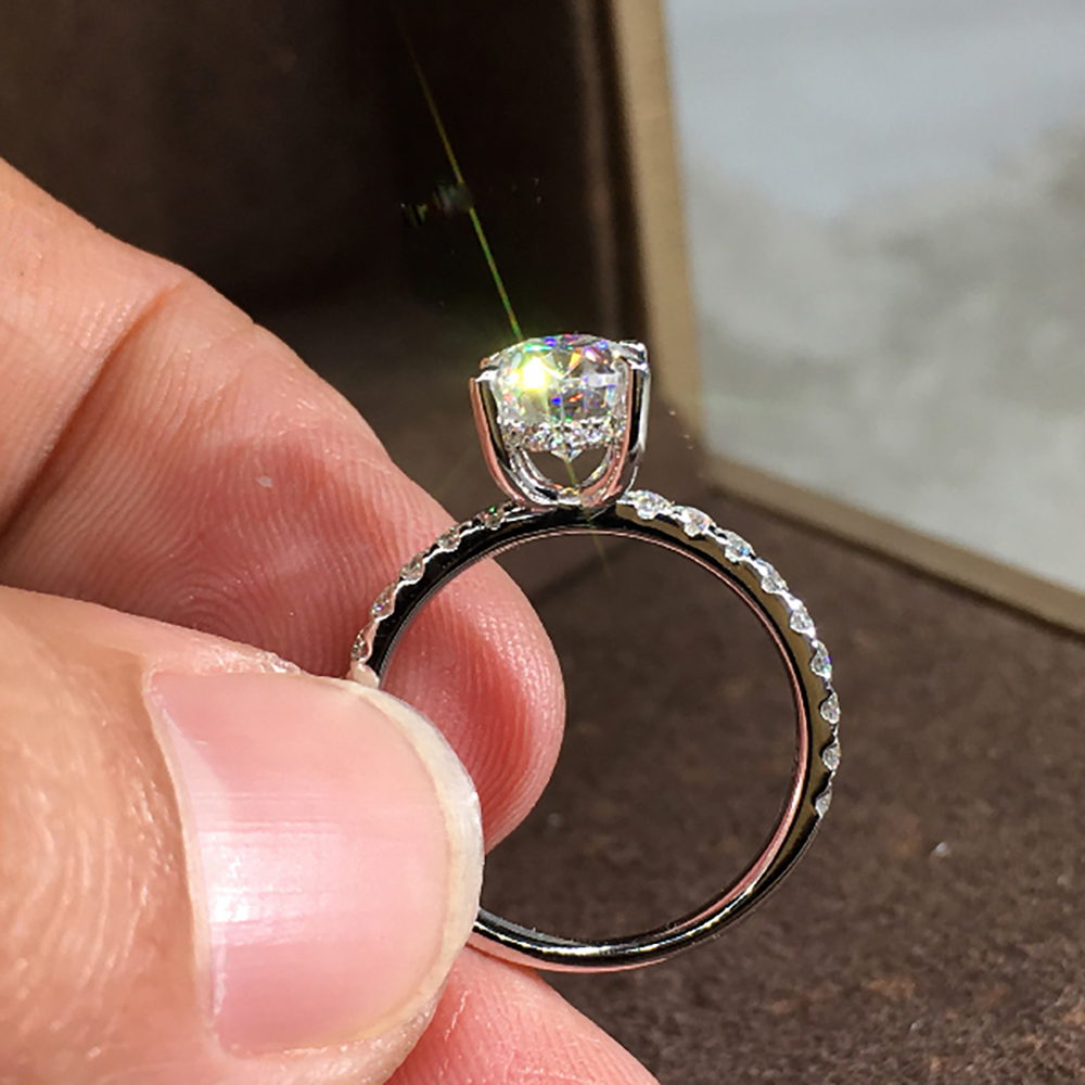 แหวนทองคำขาว 10K แบบกำหนดเองสำ - Moissanite Engagement Ring 1 Carat บทวิจารณ์และราคา