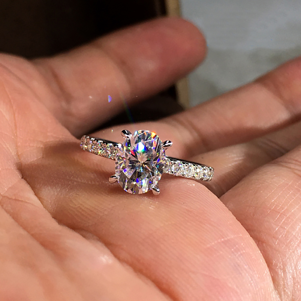 แหวนทองคำขาว 10K แบบกำหนดเองสำ - Moissanite Engagement Ring 1 Carat บทวิจารณ์และราคา