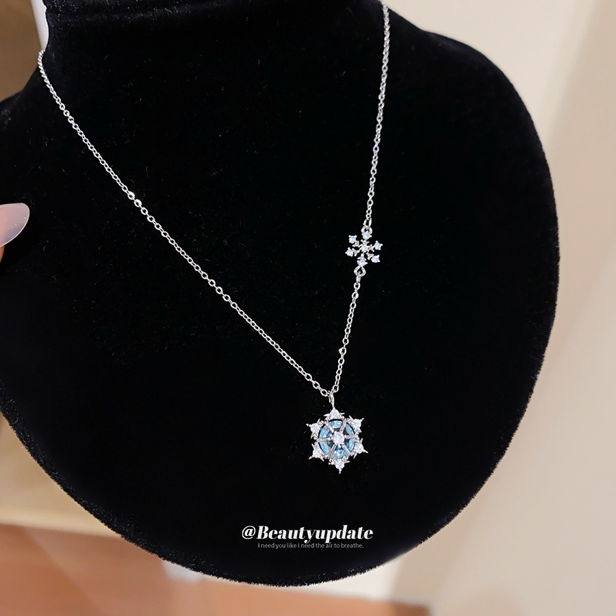สร้อยคอจี้เกล็ดหิมะคริสตัลน้ำแ - Layered Pendant Necklace Aesthetic บทวิจารณ์และราคา