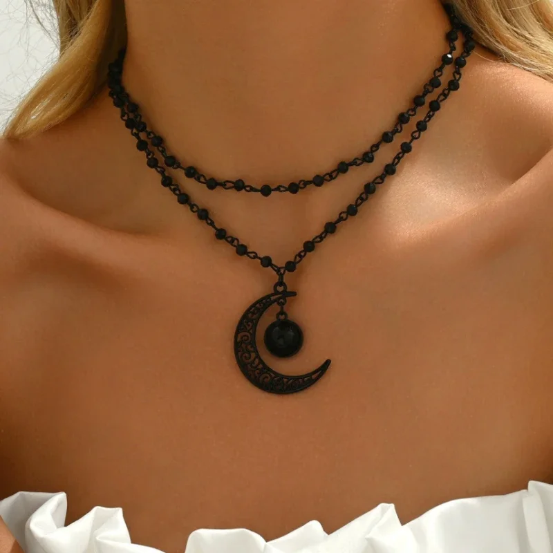 สร้อยคอจี้พระจันทร์เสี้ยวแบบเล - Layered Pendant Necklace Aesthetic บทวิจารณ์และราคา