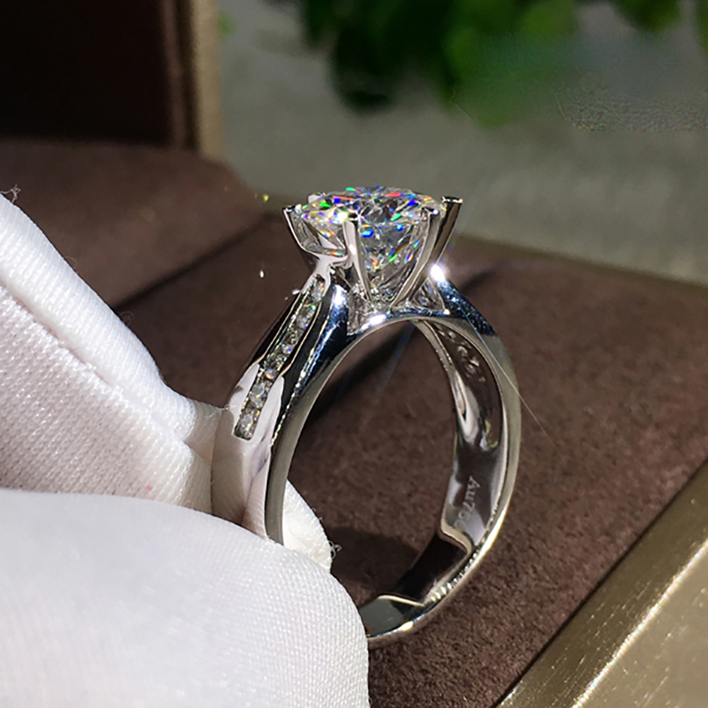 แหวนแต่งงาน/หมั้นผู้หญิง ทองคำ - Moissanite Engagement Ring 1 Carat บทวิจารณ์และราคา