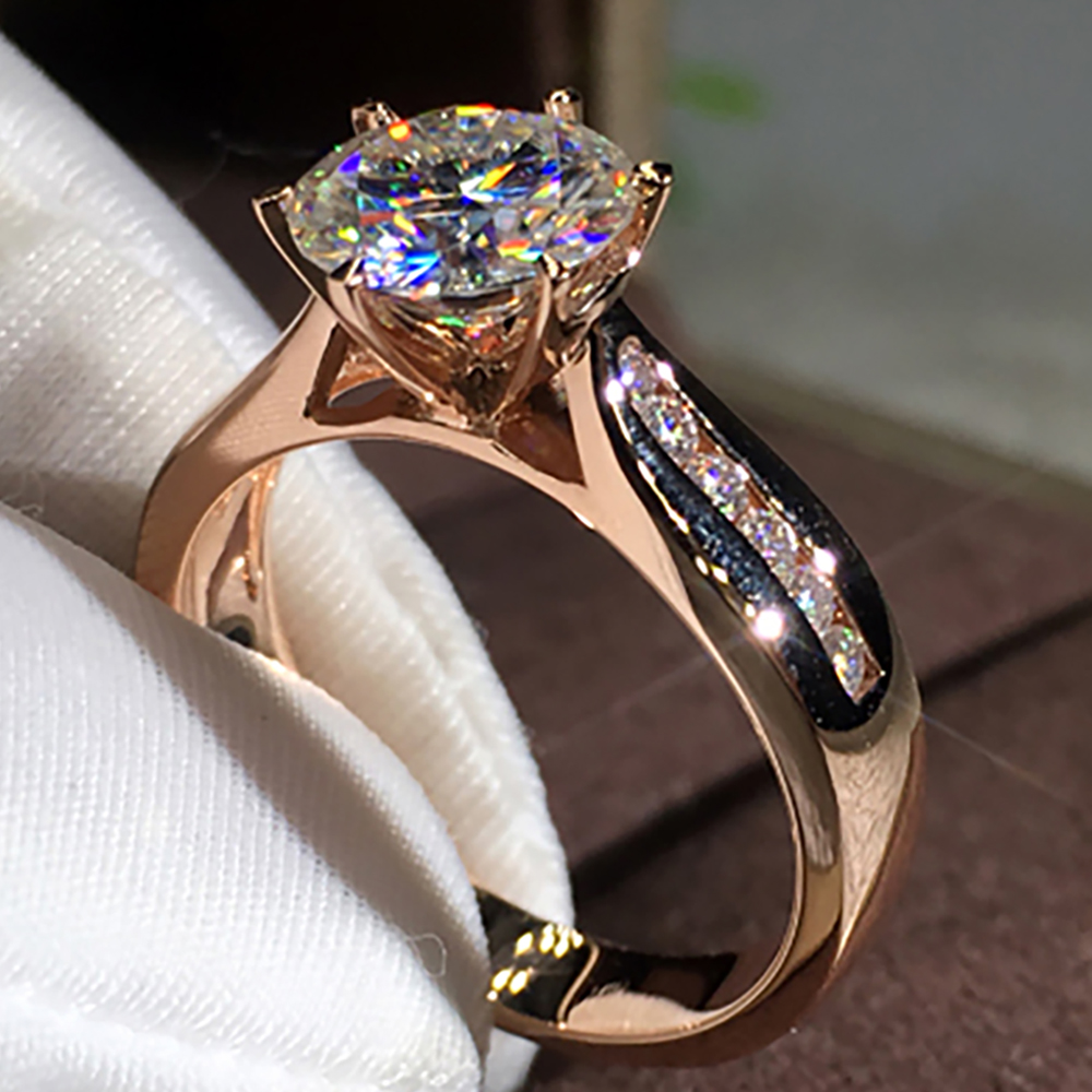 แหวนแต่งงาน/หมั้นผู้หญิง ทองคำ - Moissanite Engagement Ring 1 Carat บทวิจารณ์และราคา