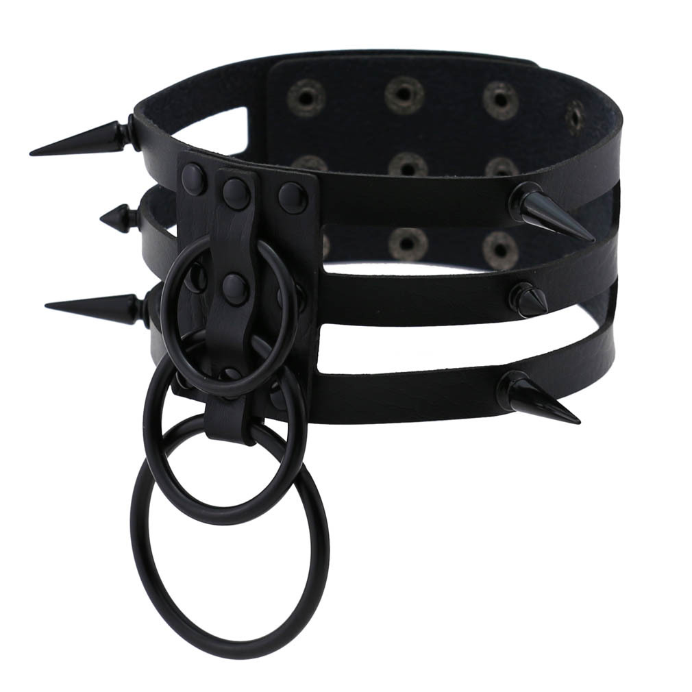 สร้อยคอโชคเกอร์หนังหมุดดำแฟชั่ - Goth Punk Spike Choker บทวิจารณ์และราคา
