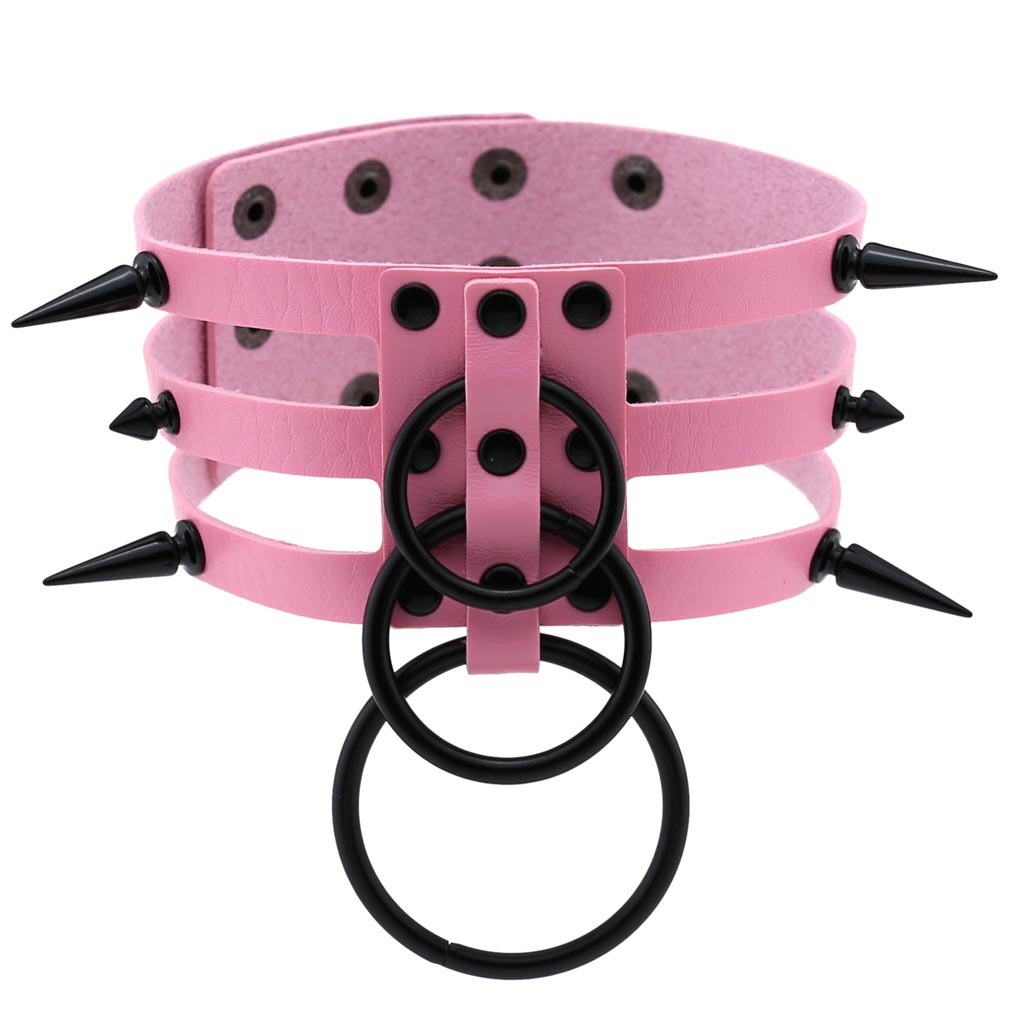 สร้อยคอโชคเกอร์หนังหมุดดำแฟชั่ - Goth Punk Spike Choker บทวิจารณ์และราคา