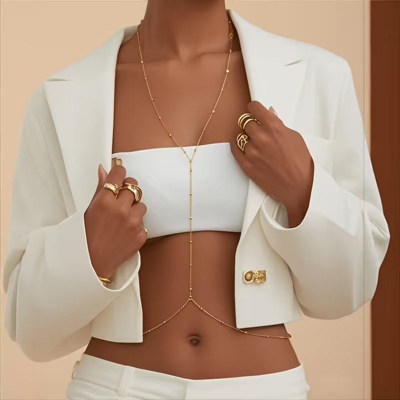 สร้อยคอแฟชั่นแบบเรียบง่าย สไตล - Body Jewelry บทวิจารณ์และราคา