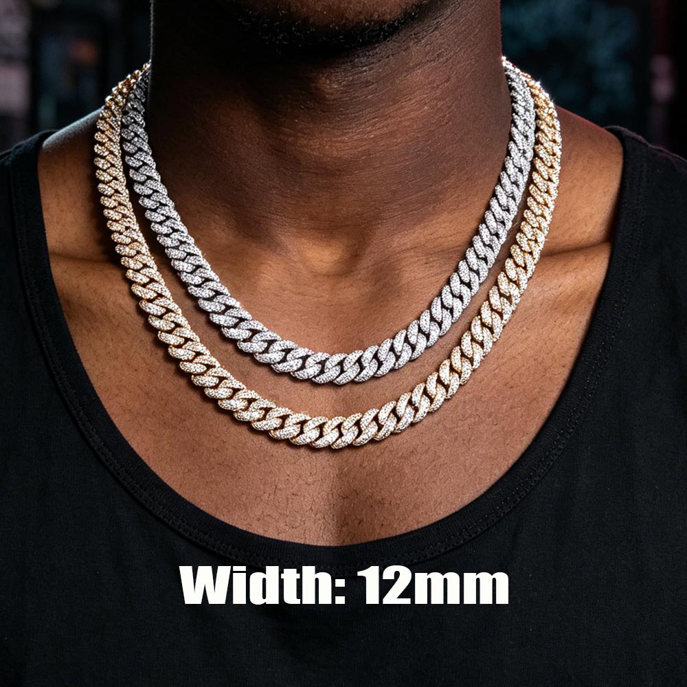 สร้อยคอเพชร CZ สไตล์ฮิปฮอป ขนา - Cuban Link Chain 12Mm บทวิจารณ์และราคา
