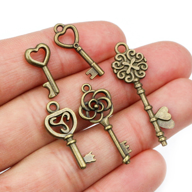 40ชิ้นเสน่ห์ที่สำคัญจี้สำริดโบ - Heart Locket Necklace Photo บทวิจารณ์และราคา