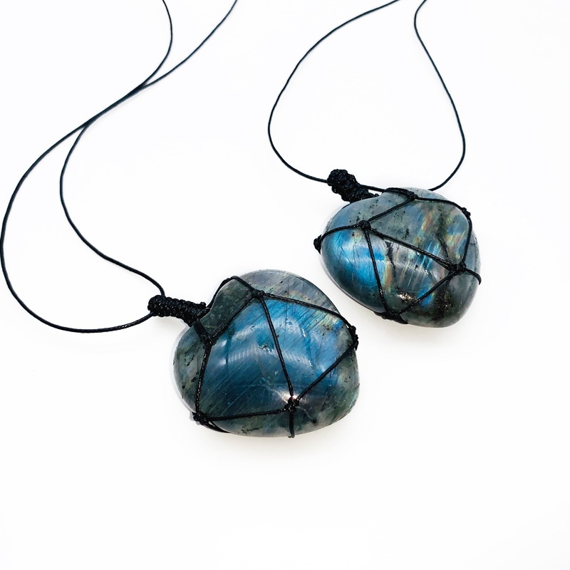 สร้อยคอจี้รูปหัวใจหินลาบราโดไร - Crystal Pendant Necklace Natural Stone บทวิจารณ์และราคา