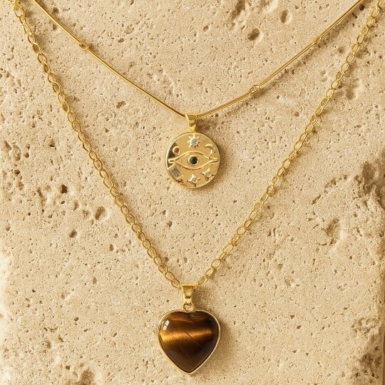 สร้อยคอหลายชั้น จี้รูปหัวใจอัญ - Layered Pendant Necklace Aesthetic บทวิจารณ์และราคา