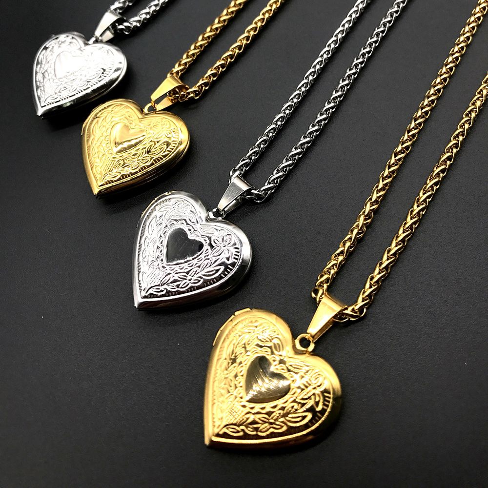 จี้รูปหัวใจใส่รูปภาพสำหรับเพื่ - Heart Locket Necklace Photo บทวิจารณ์และราคา