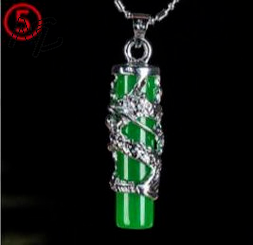 จี้หยกเขียวจีนทรงหยดน้ำเงินเงิ - Necklaces บทวิจารณ์และราคา