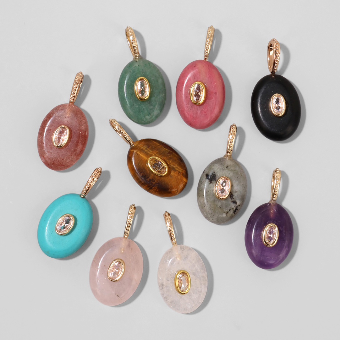 1 ชิ้น จี้หินธรรมชาติรูปไข่ลาย - Crystal Pendant Necklace Natural Stone บทวิจารณ์และราคา